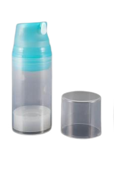 Airless lahvička čirá s modrou pumpičkou 30ml