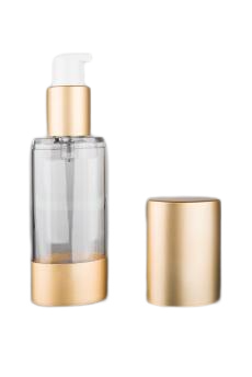 Airless lahvička čirá se zlatými detaily 30ml