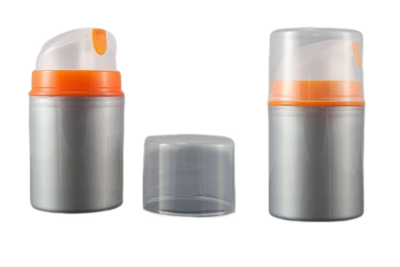 Airless lahvička šedá s oranžovými detaily 50ml