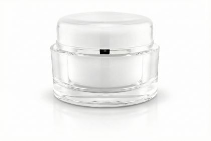 50 ml akrylový kelímek bílý se stříbrným proužkem