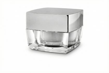 50 ml akrylový kelímek, stříbrné víčko lesk + PP mezivíčko