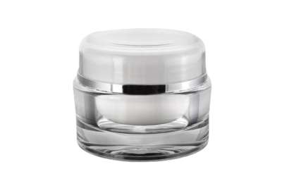 Akrylový kelímek bílý 30ml se stříbrným proužkem