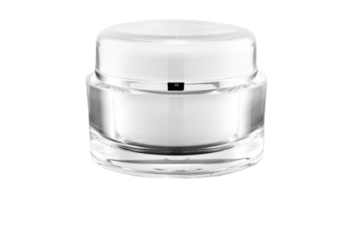 Akrylový kelímek bílý 50ml se stříbrným proužkem