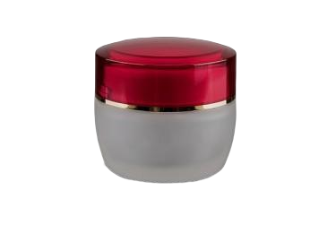 Kelímek 50ml - ledové sklo s červeným víčkem