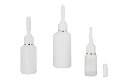 Lahvička plastová bílá s aplikátorem a zlatým proužkem 2ml