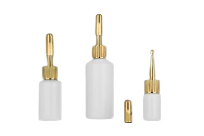 Lahvička plastová bílá se zlatým aplikátorem 7ml
