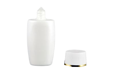 Lahvička plastová bílá se zlatým proužkem 50ml