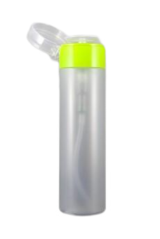 Lahvička plastová čirá se zeleným víčkem150ml