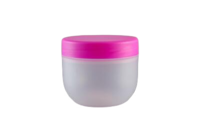 Plastový kelímek 100ml,  transparent matný s růžovým víčkem