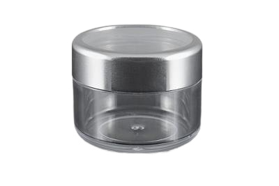 Plastový kelímek 10ml čirý se stříbrným víčkem