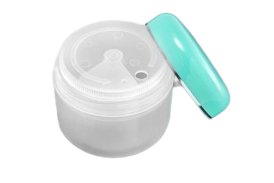 Plastový kelímek 120ml bílý s tyrkysovým víčkem