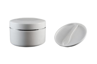 Plastový kelímek 250ml bílý se stříbrným proužkem