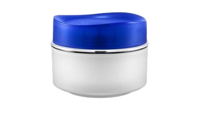 Plastový kelímek 45ml bílý s modrým víčkem