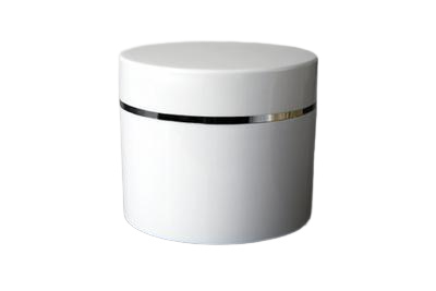 Plastový kelímek 50ml bílý se stříbrným proužkem