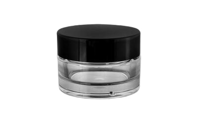 Plastový kelímek kulatý 15ml,  transparent S02 s černým víčkem