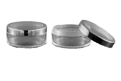 Plastový kelímek na pudr čirý se stříbrným lemem - 30ml