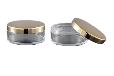 Plastový kelímek na pudr čirý se zlatým víčkem - 30ml