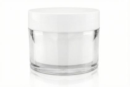 50 ml plastový transparentní kelímek MILE, typ REFILL, bílé víčko + PP mezivíčko