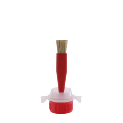 Plastový uzávěr s štětcem - červený 24mm