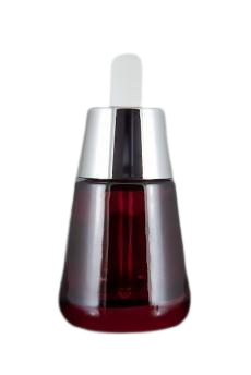 Skleněná lahvička červená se stříbrným víčkem 35ml