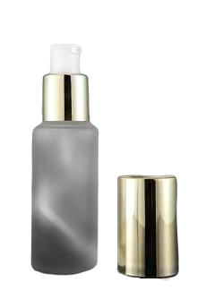 Skleněná lahvička čirá matná se zlatou pumpičkou 30ml