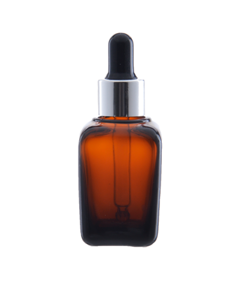 Skleněná lahvička RON hnědá  30ml + pipeta ČERNÁ stříbrný proužek