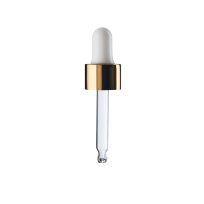 Skleněná pipeta bílo-zlatá SHINY 18/410 58mm pro 10ml