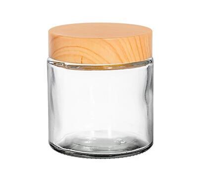 Skleněný kelímek BONI čirý s bambusovým víčkem 120ml