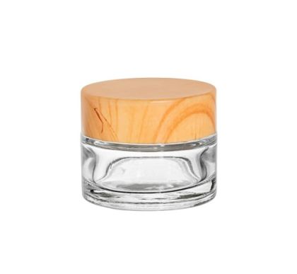 Skleněný kelímek BONI čirý s plastovým víčkem imitace bambus 15ml