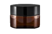 Skleněný kelímek BONI Hnědé sklo  15ml + černé víčko + PP mezivíčko