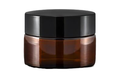 Skleněný kelímek S0208 hnědé sklo 15ml + černé víčko + PP mezivíčko