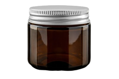 50 ml Skleněný kelímek S0208 hnědé sklo, ALU stříbrné víčko + PP mezivíčko