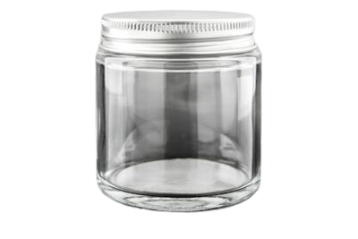 Skleněný kelímek S0208 transparentní sklo 100ml,  ALU Víčko stříbrné