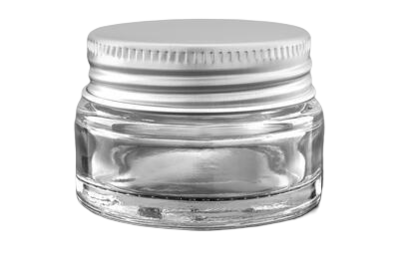 Skleněný kelímek S0288 transparentní sklo 15ml,  ALU víčko stříbrné