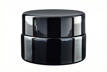 15 ml Skleněný kelímek NELI černé sklo, černé víčko + PP mezivíčko