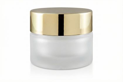 30 ml Skleněný kelímek LUXUR S085 ledové sklo, zlaté víčko + PP mezivíčko